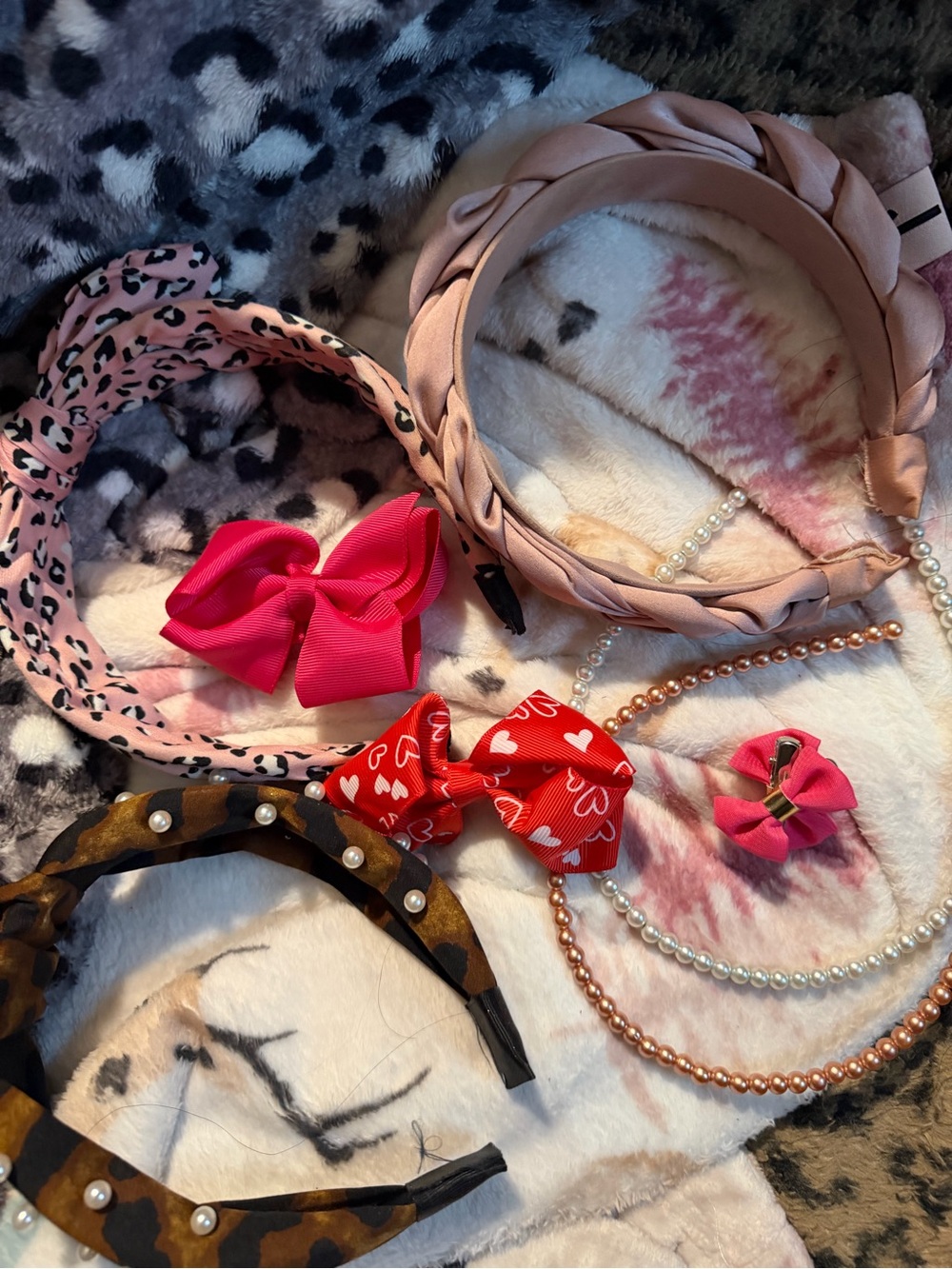 Assorted Pink Bow & Headband Set